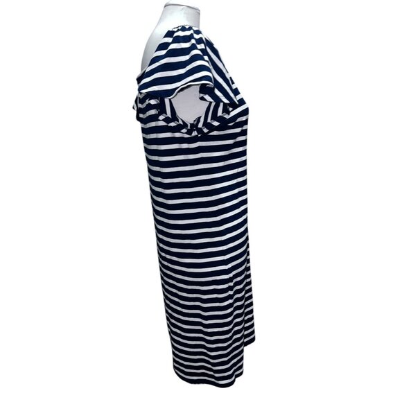 Ralph Lauren Womens Navy & White Striped Off-Shoulder Dress M - Picture 9 of 14